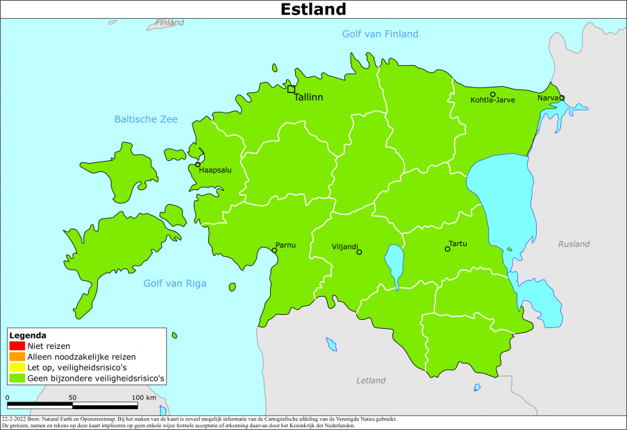 Kaart bij reisadvies Estland