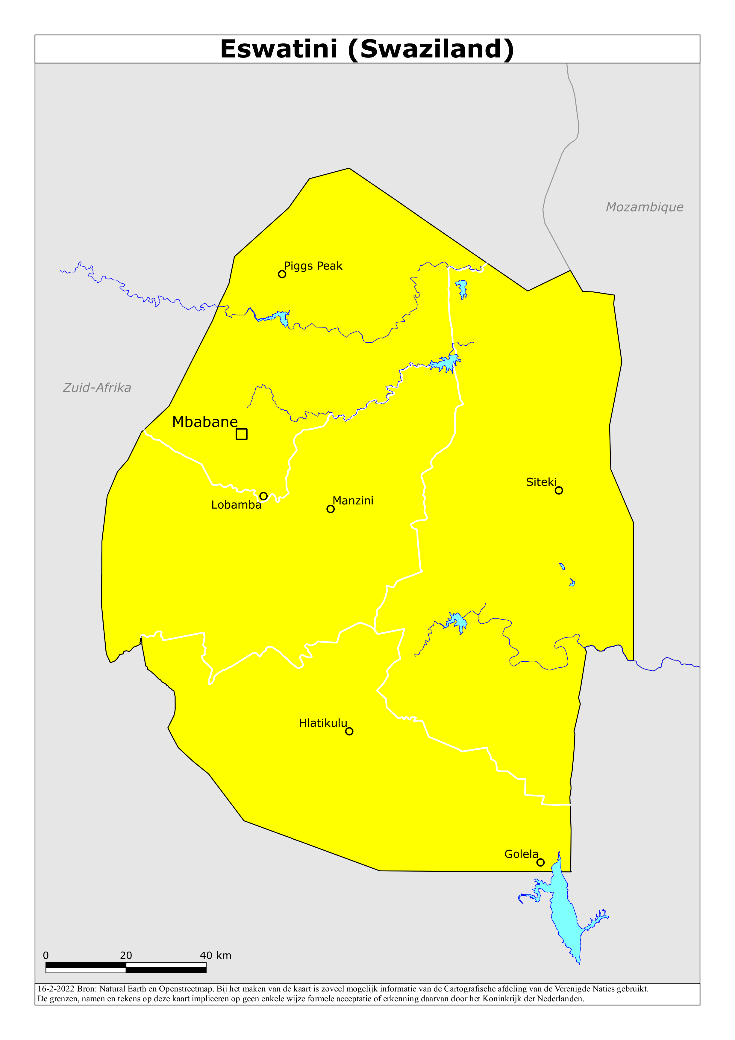 Reisadvies kaart van Eswatini (Swaziland) op 26 jan. 2026