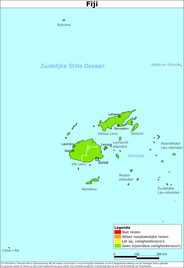 Kaart bij reisadvies Fiji
