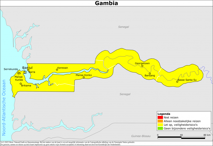 Kaart bij reisadvies Gambia