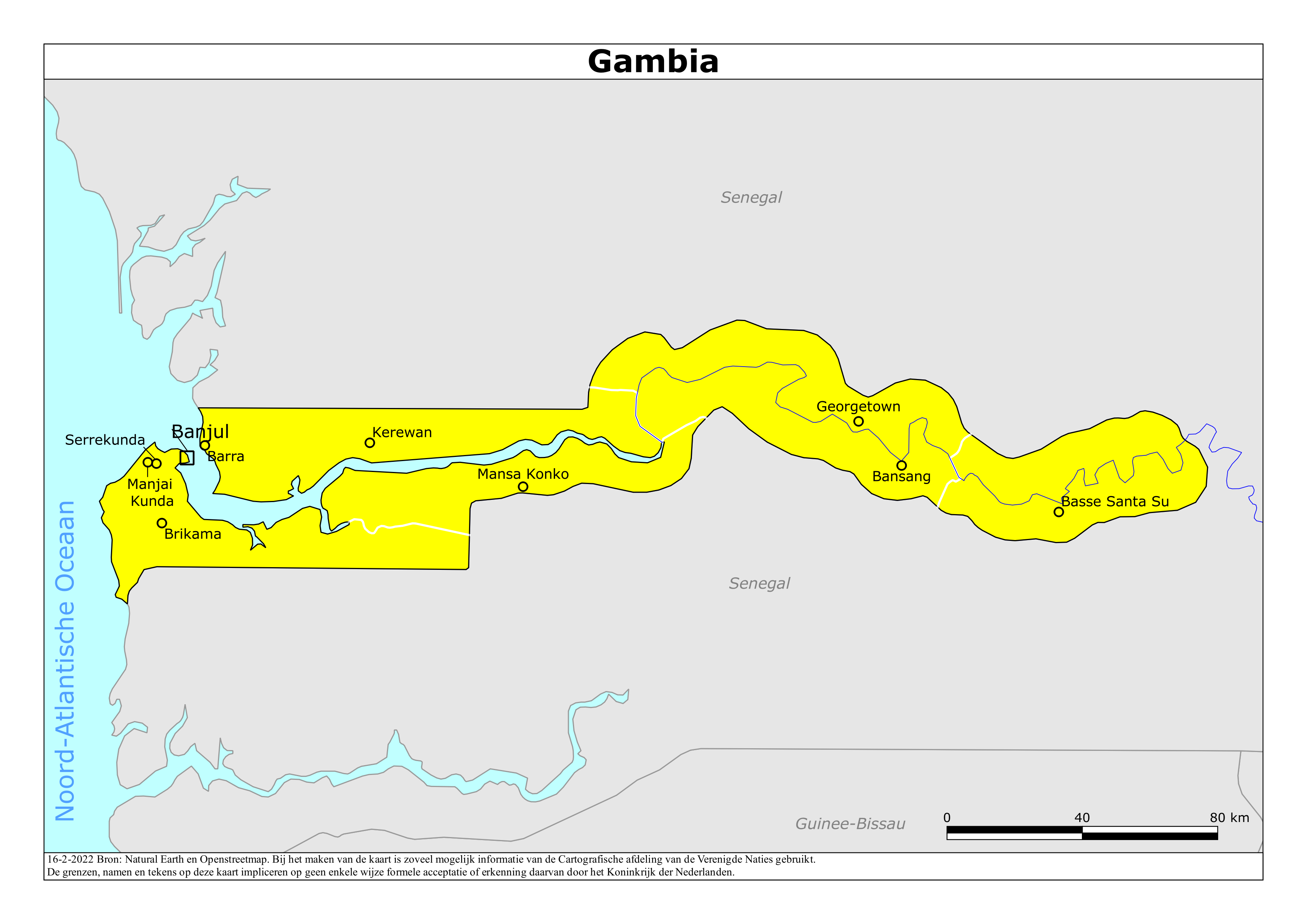 Reisadvies kaart van Gambia op 19 jan. 2026
