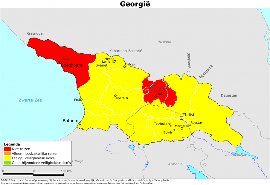 Kaart bij reisadvies Georgië