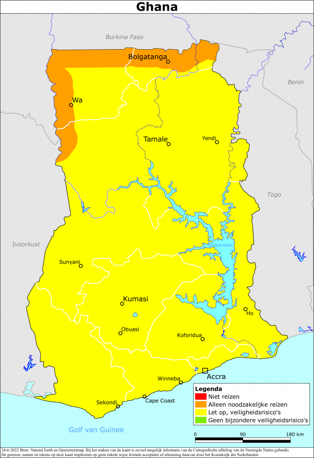 Kaart bij reisadvies Ghana