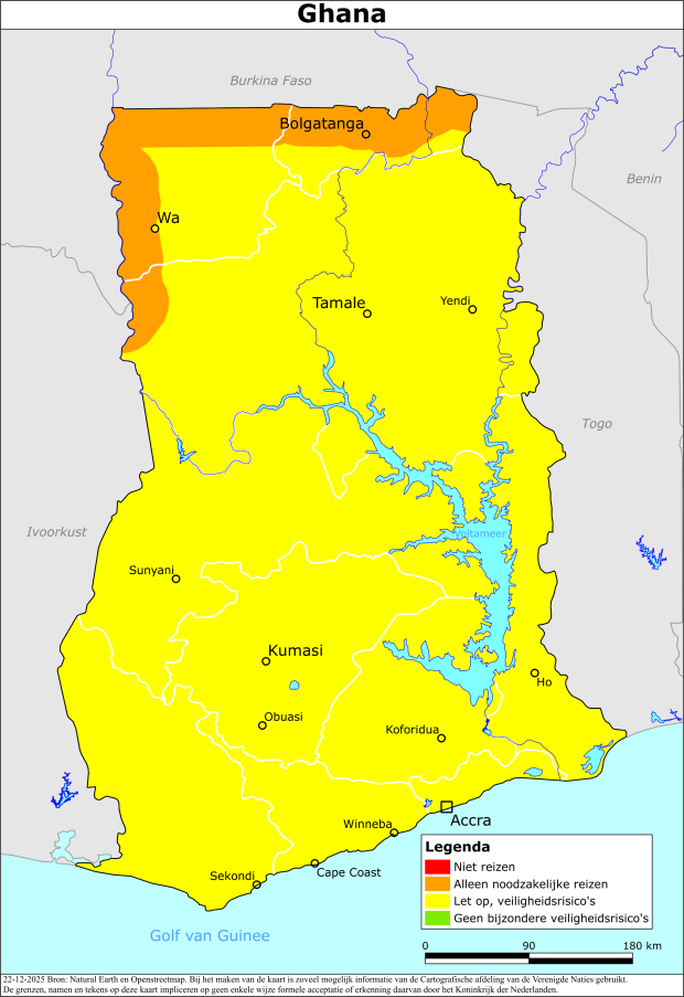 Kaart bij reisadvies Ghana