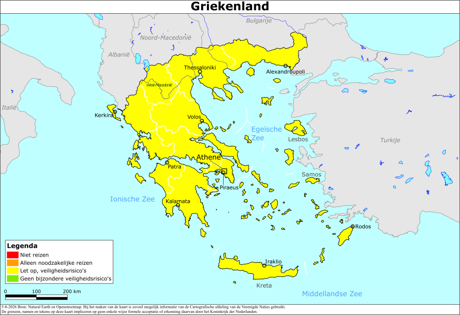 Kleurcode reisadvies griekenland