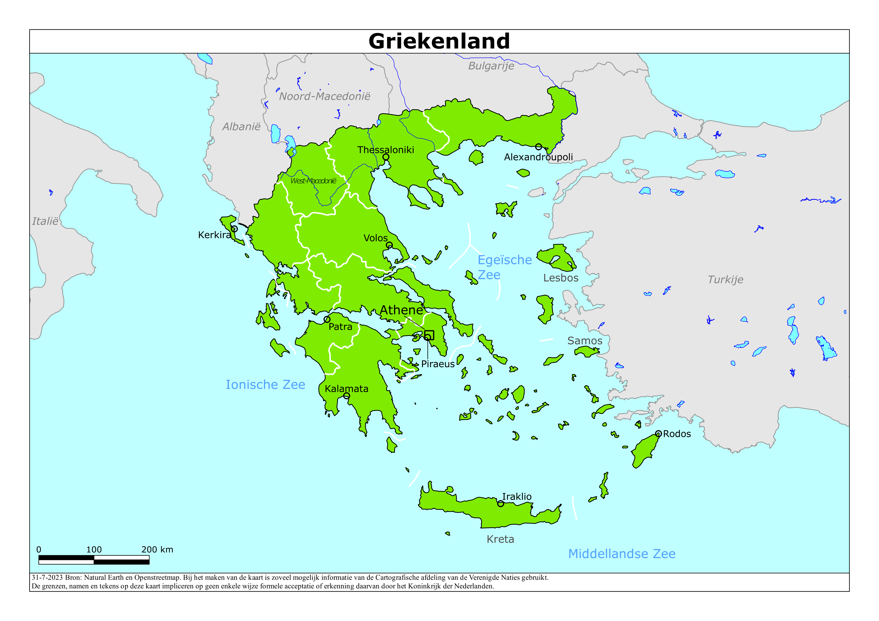 Reisadvies kaart van Griekenland op 19 jan. 2026