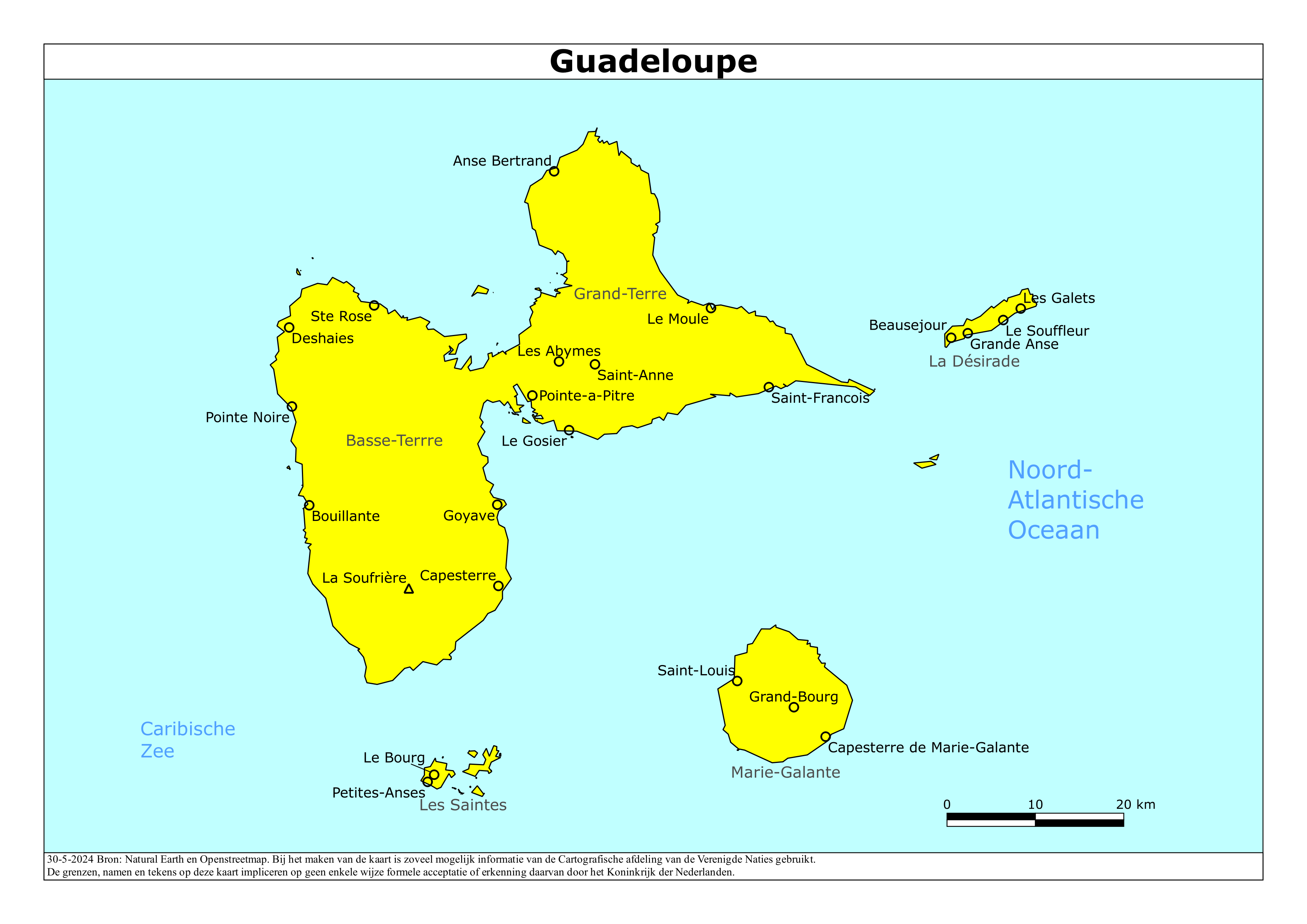 Reisadvies kaart van Guadeloupe op 19 jan. 2026