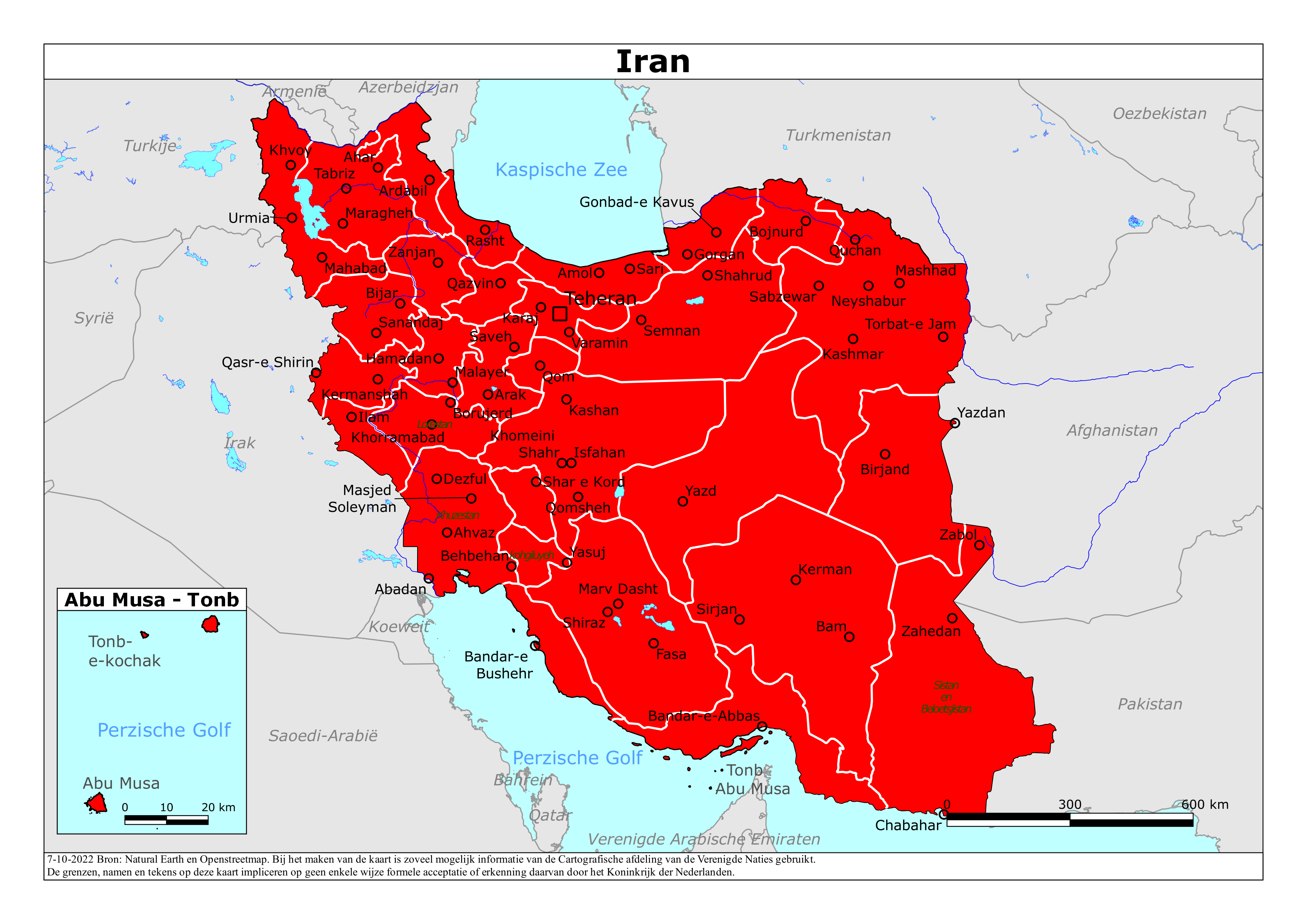 Reisadvies kaart van Iran op 19 jan. 2026