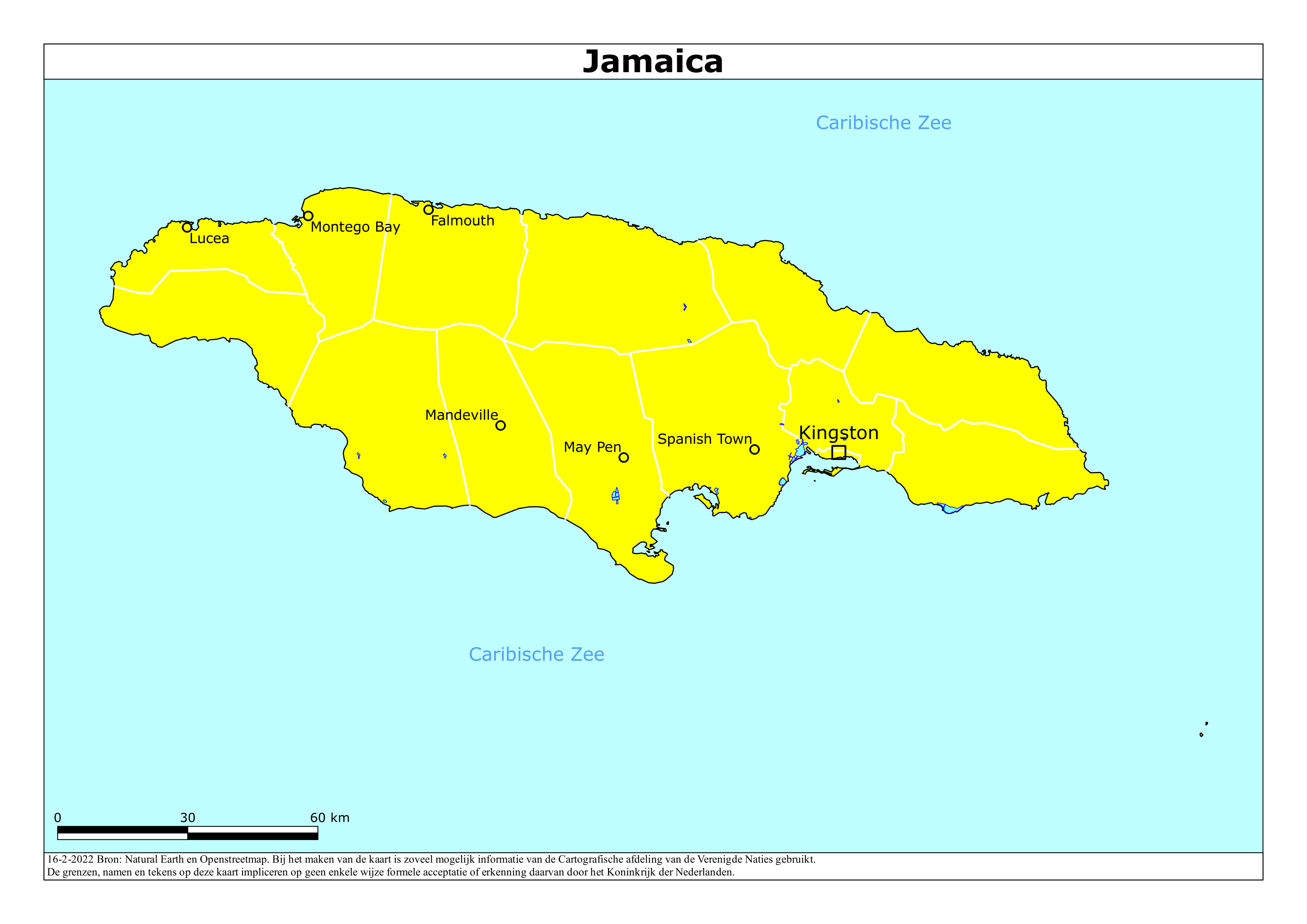 Reisadvies kaart van Jamaica op 19 jan. 2026
