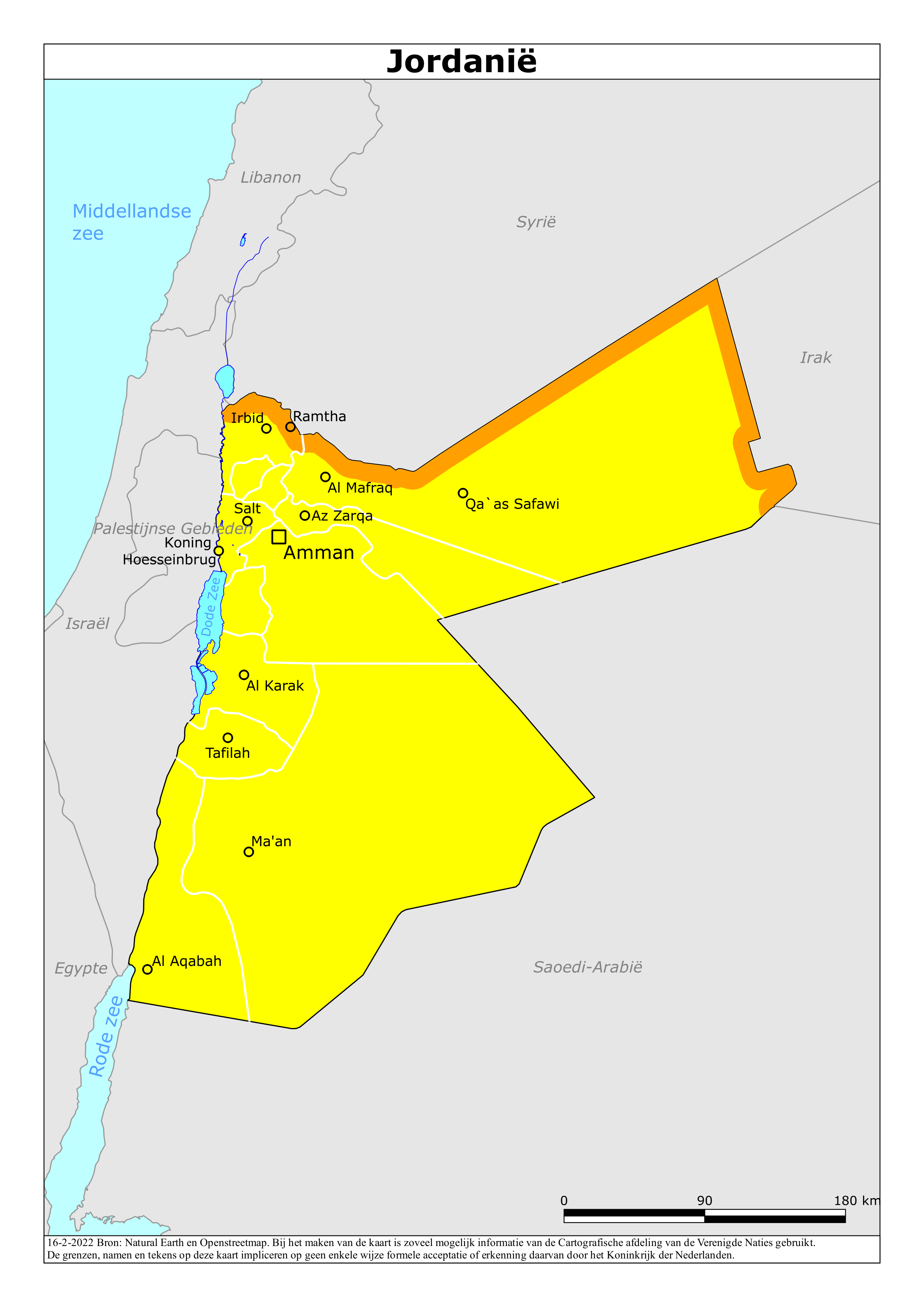 Reisadvies kaart van Jordanië op 26 jan. 2026