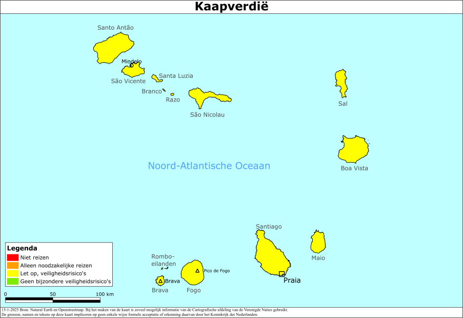 Kaart bij reisadvies Kaapverdië