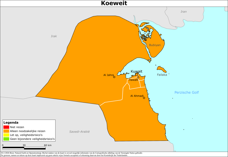Kaart bij reisadvies Koeweit