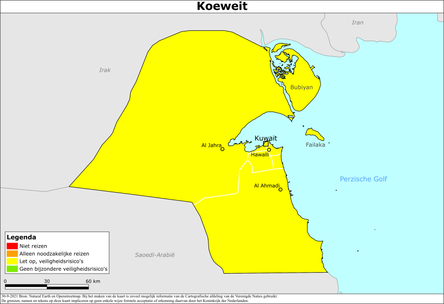 Kaart bij reisadvies Koeweit