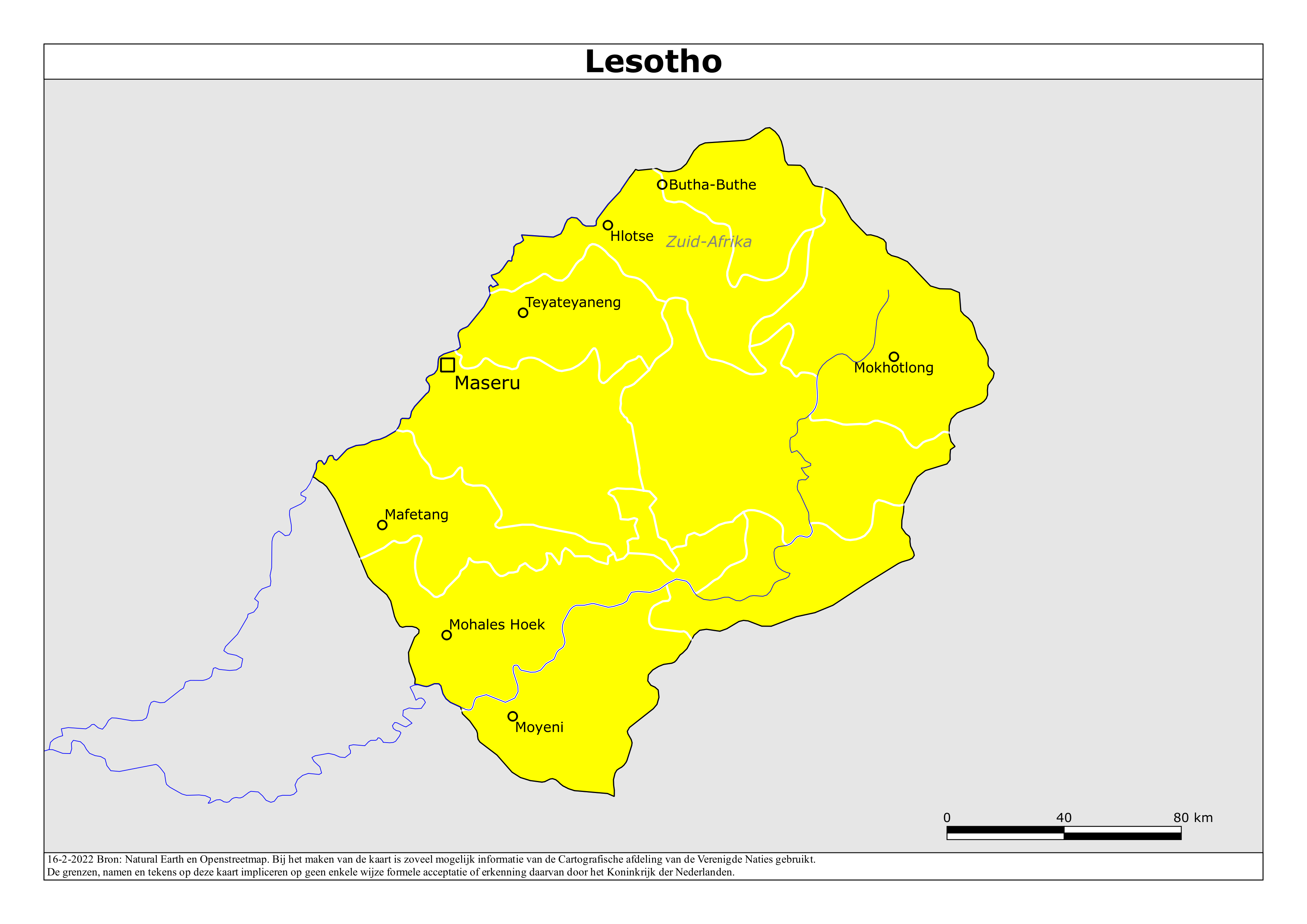 Reisadvies kaart van Lesotho op 26 jan. 2026