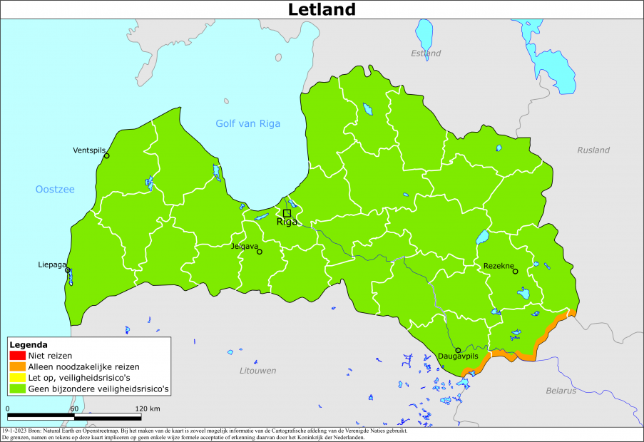 Kaart bij reisadvies Letland