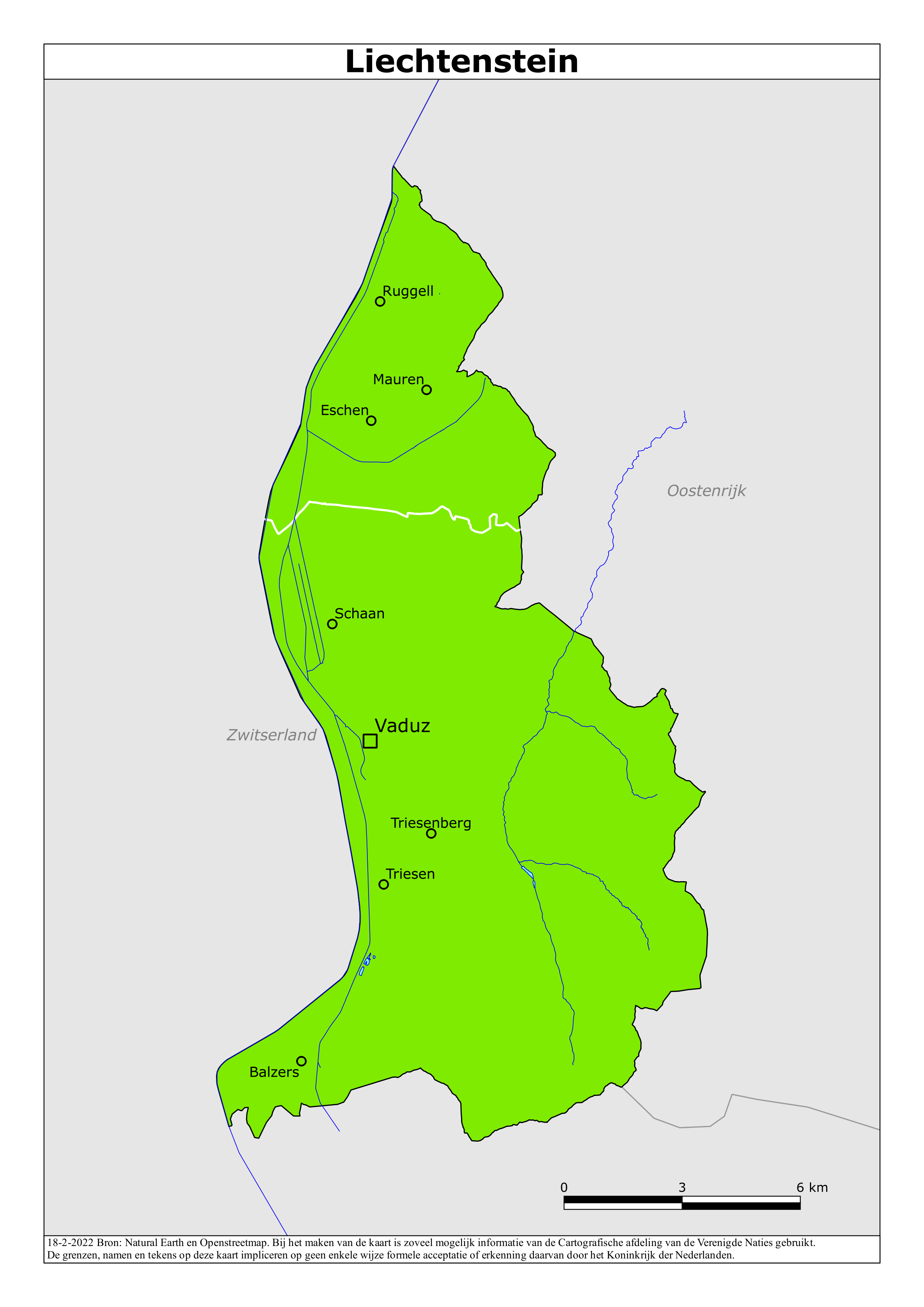Reisadvies kaart van Liechtenstein op 19 jan. 2026