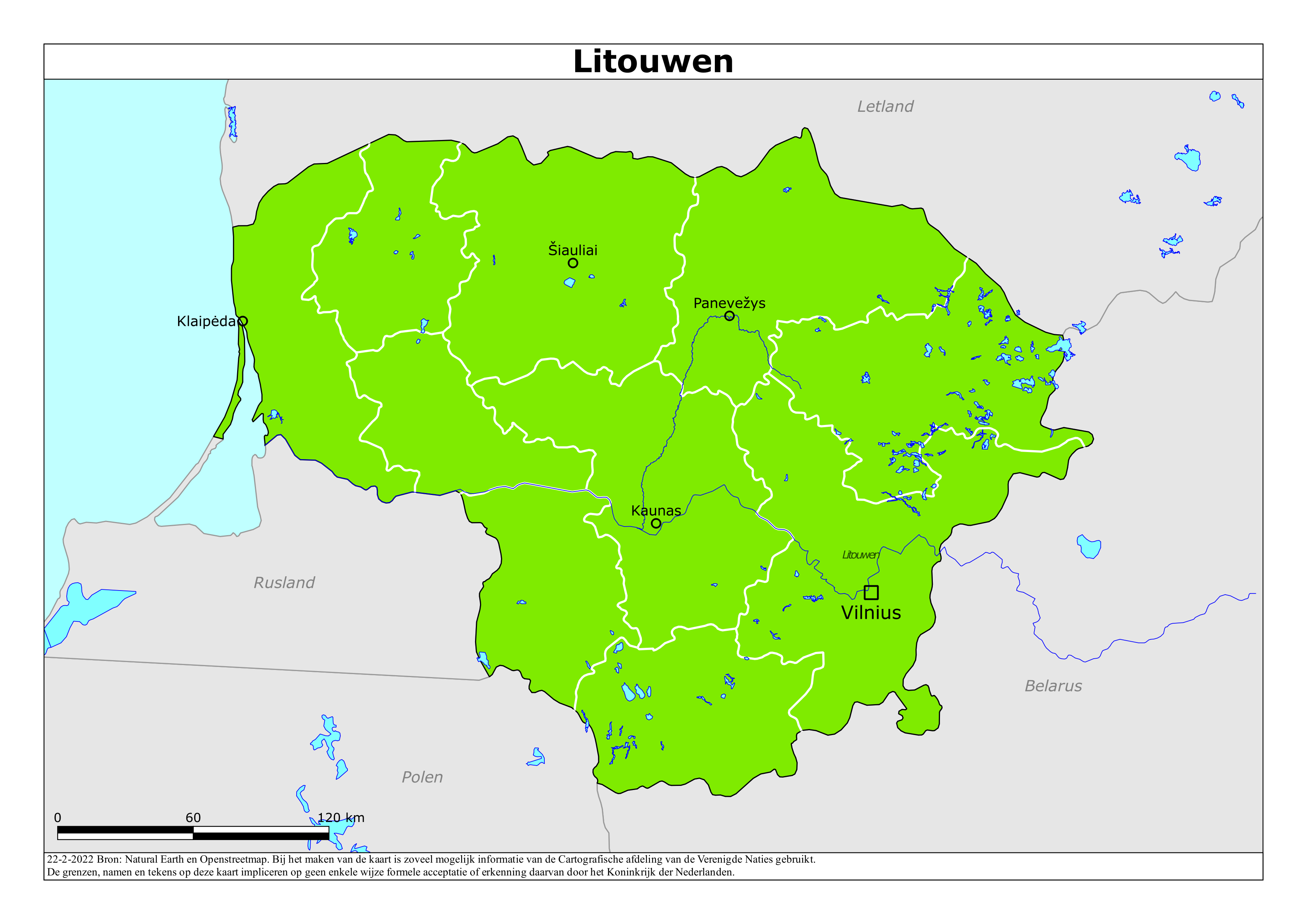 Reisadvies kaart van Litouwen op 19 jan. 2026