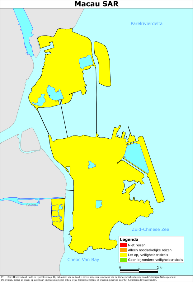 Kaart bij reisadvies Macau SAR
