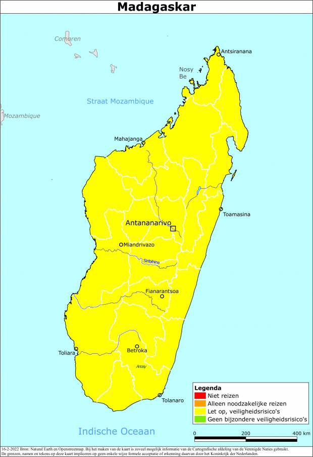 Kaart bij reisadvies Madagaskar