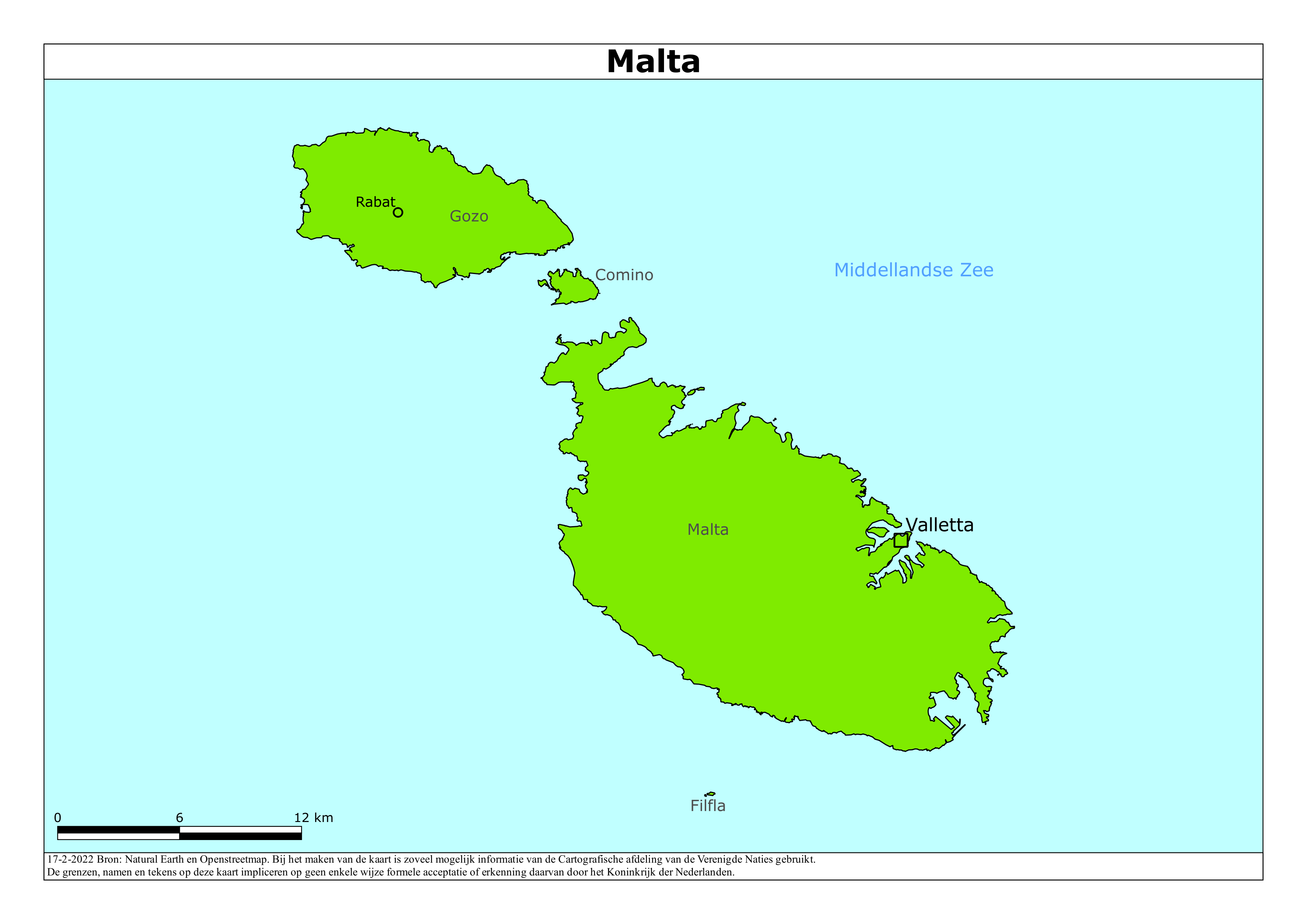 Reisadvies kaart van Malta op 19 jan. 2026