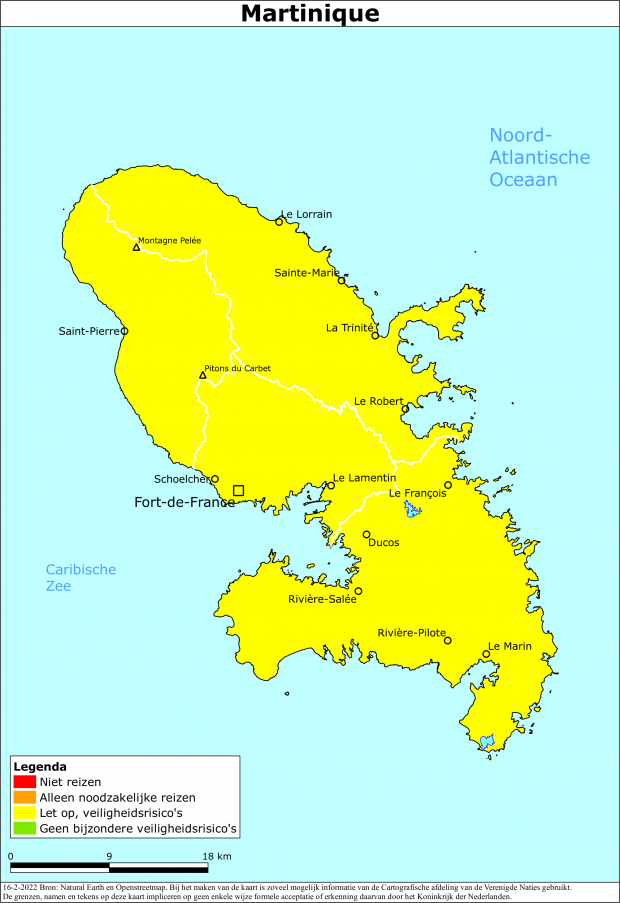 Kaart bij reisadvies Martinique
