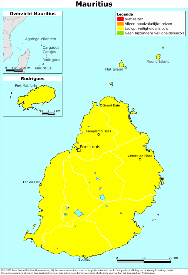 Kaart bij reisadvies Mauritius