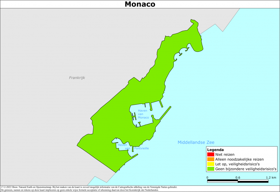 Kaart bij reisadvies Monaco