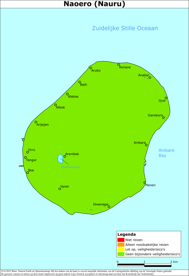 Kaart bij reisadvies Nauru