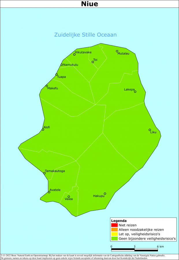 Kaart bij reisadvies Niue