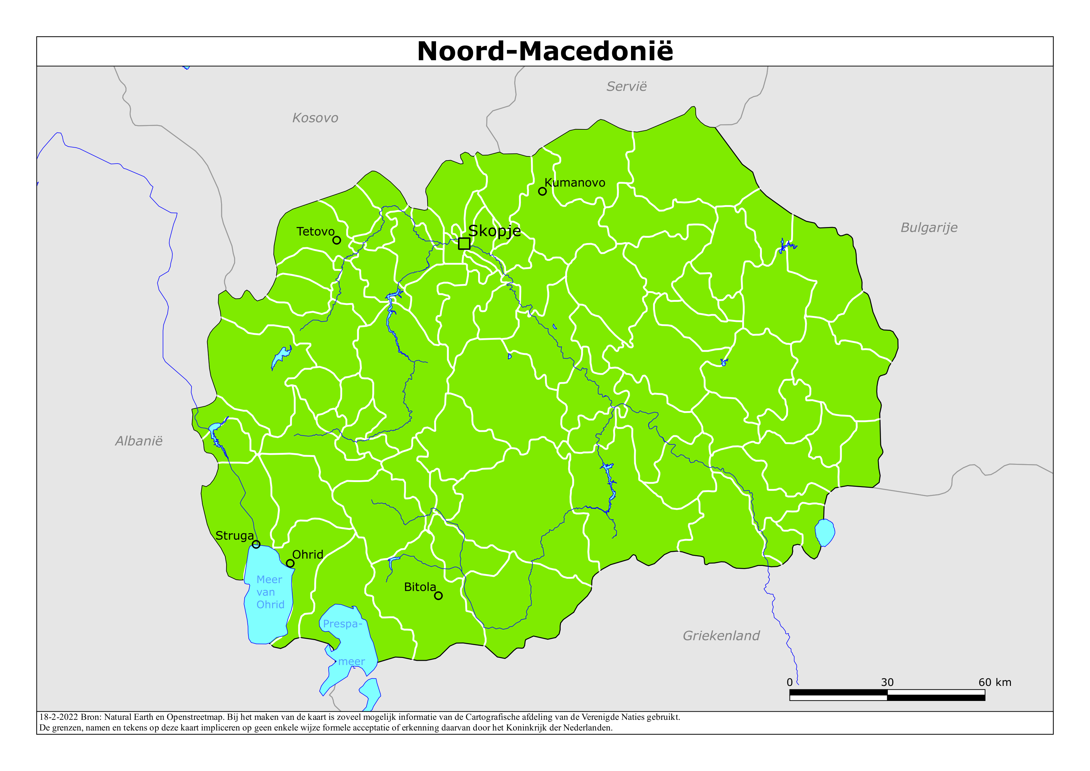 Reisadvies kaart van Noord-Macedonië op 19 jan. 2026