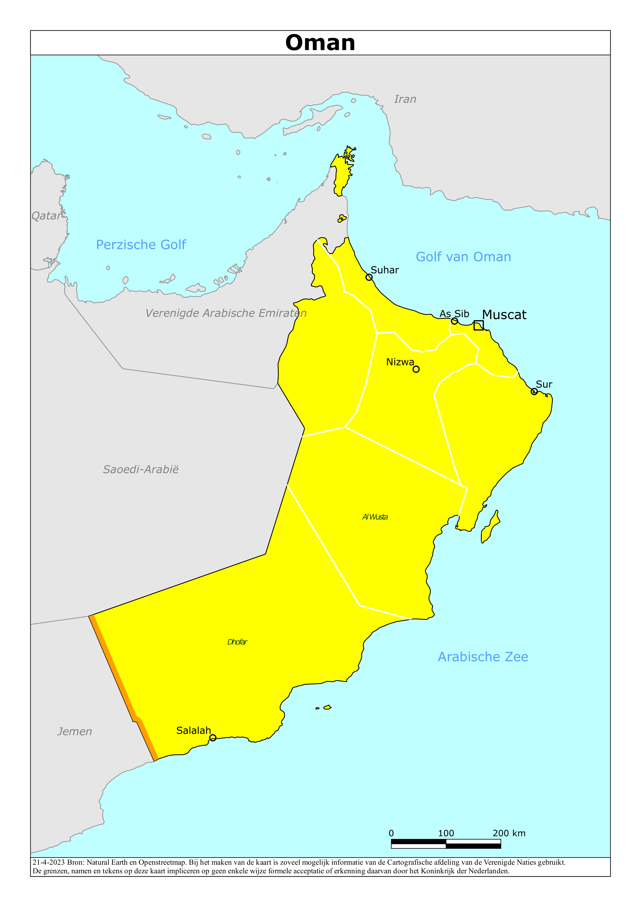 Reisadvies kaart van Oman op 26 jan. 2026