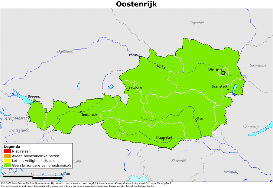 Kaart bij reisadvies Oostenrijk