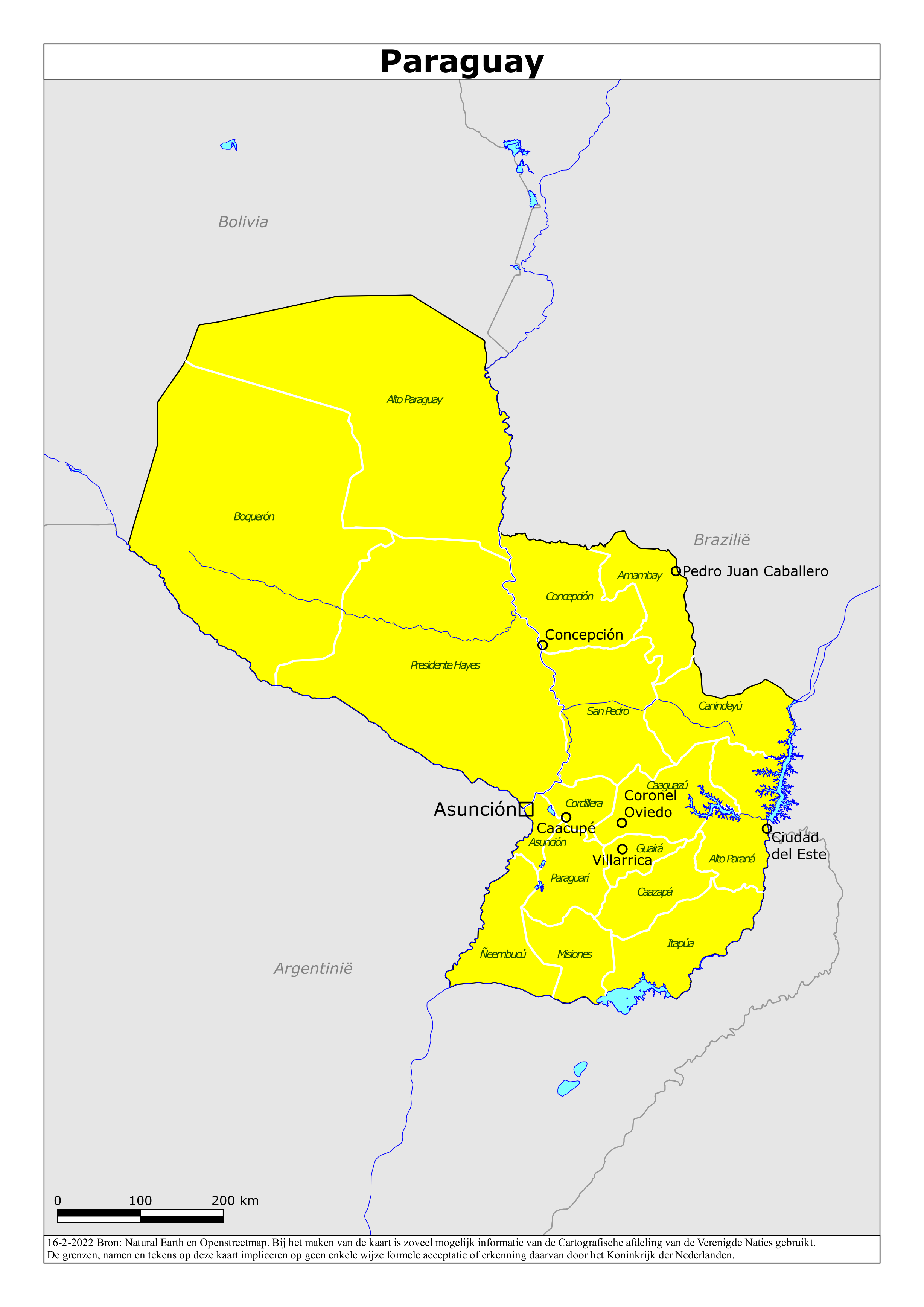 Reisadvies kaart van Paraguay op 19 jan. 2026