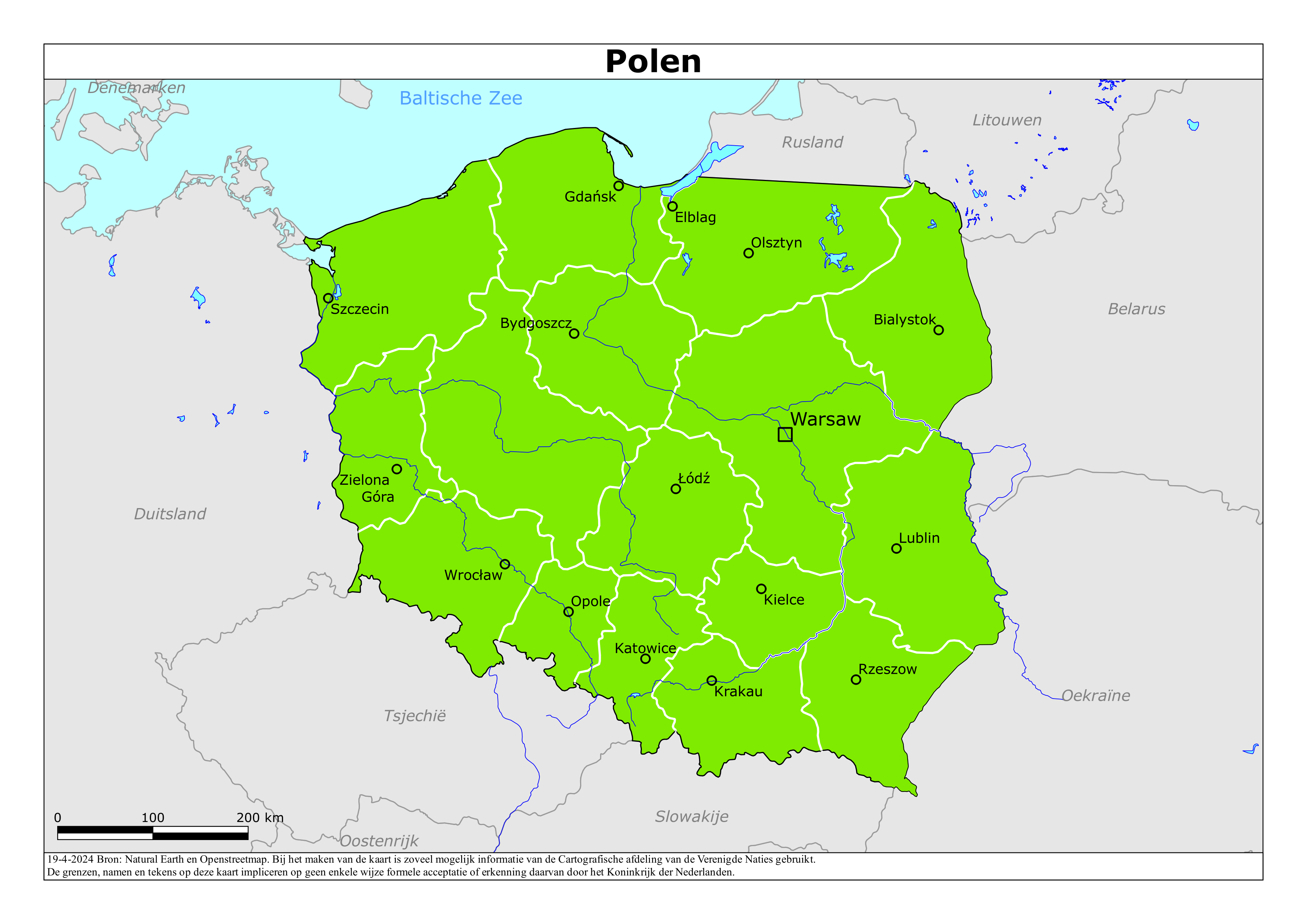 Reisadvies kaart van Polen op 19 jan. 2026