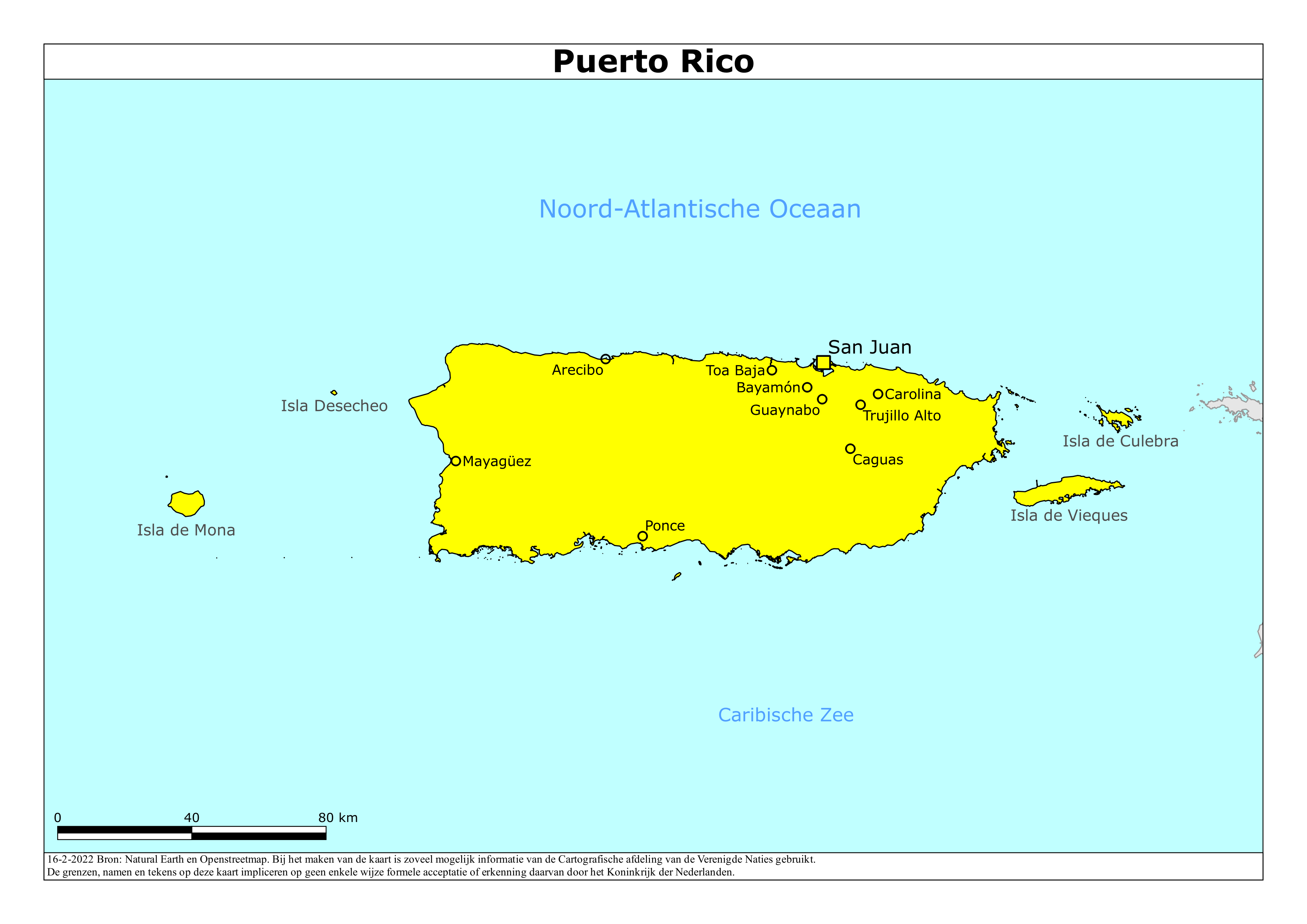 Reisadvies kaart van Puerto Rico op 19 jan. 2026