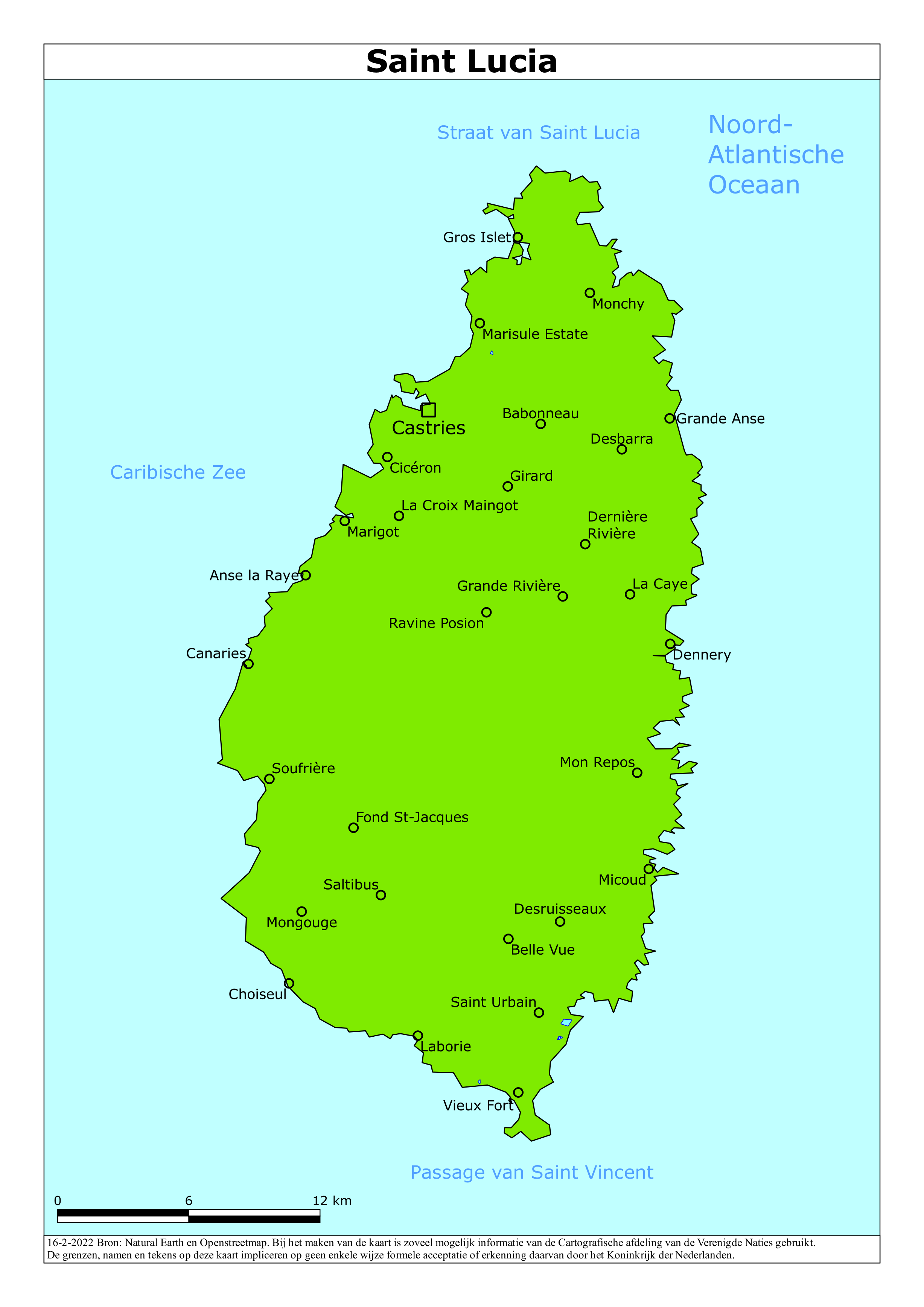 Reisadvies kaart van Saint Lucia op 19 jan. 2026