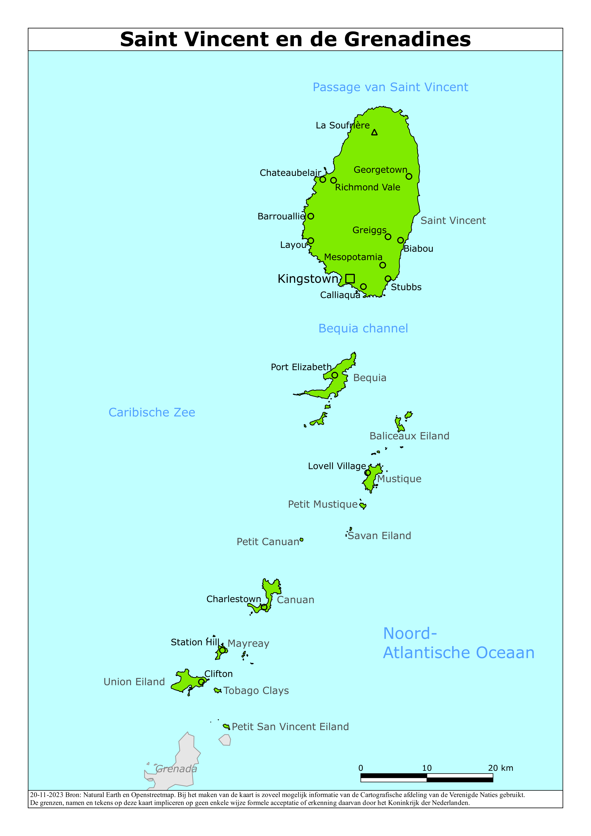 Reisadvies kaart van Saint Vincent en de Grenadines op 19 jan. 2026