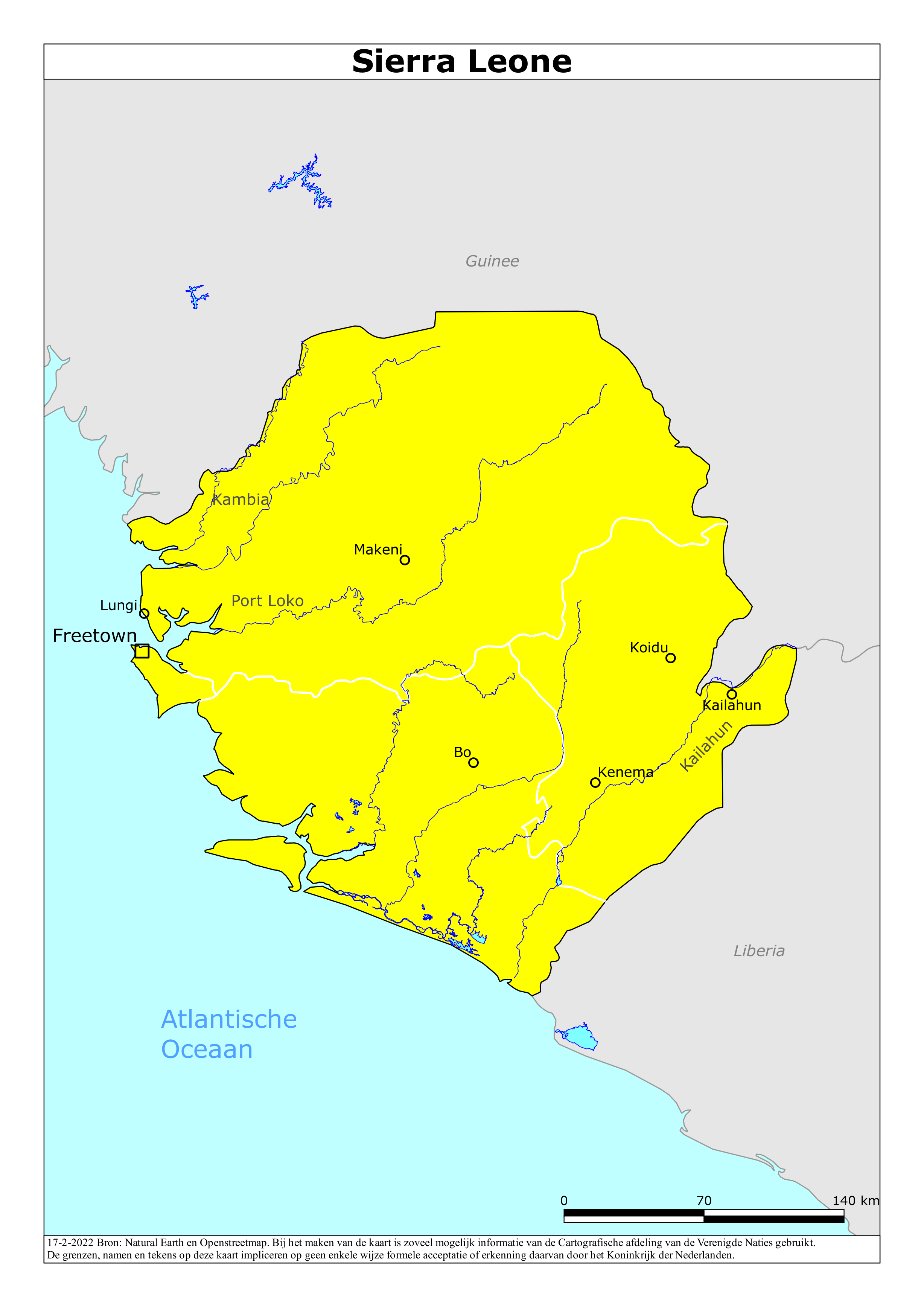 Reisadvies kaart van Sierra Leone op 19 jan. 2026