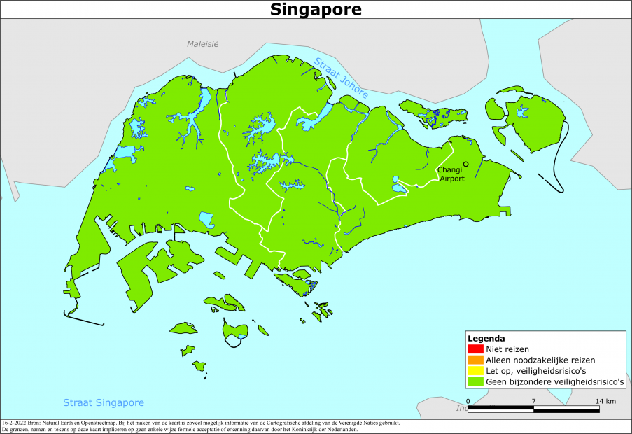Kaart bij reisadvies Singapore