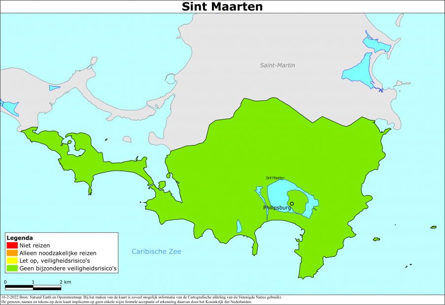 Kaart bij reisadvies Sint Maarten