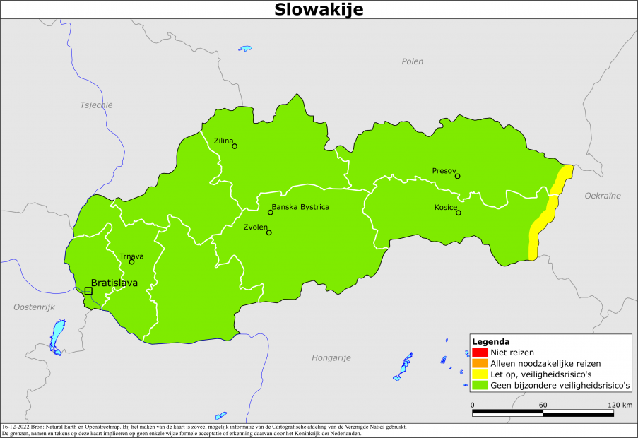 Kaart bij reisadvies Slowakije