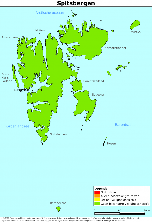 Kaart bij reisadvies Spitsbergen 