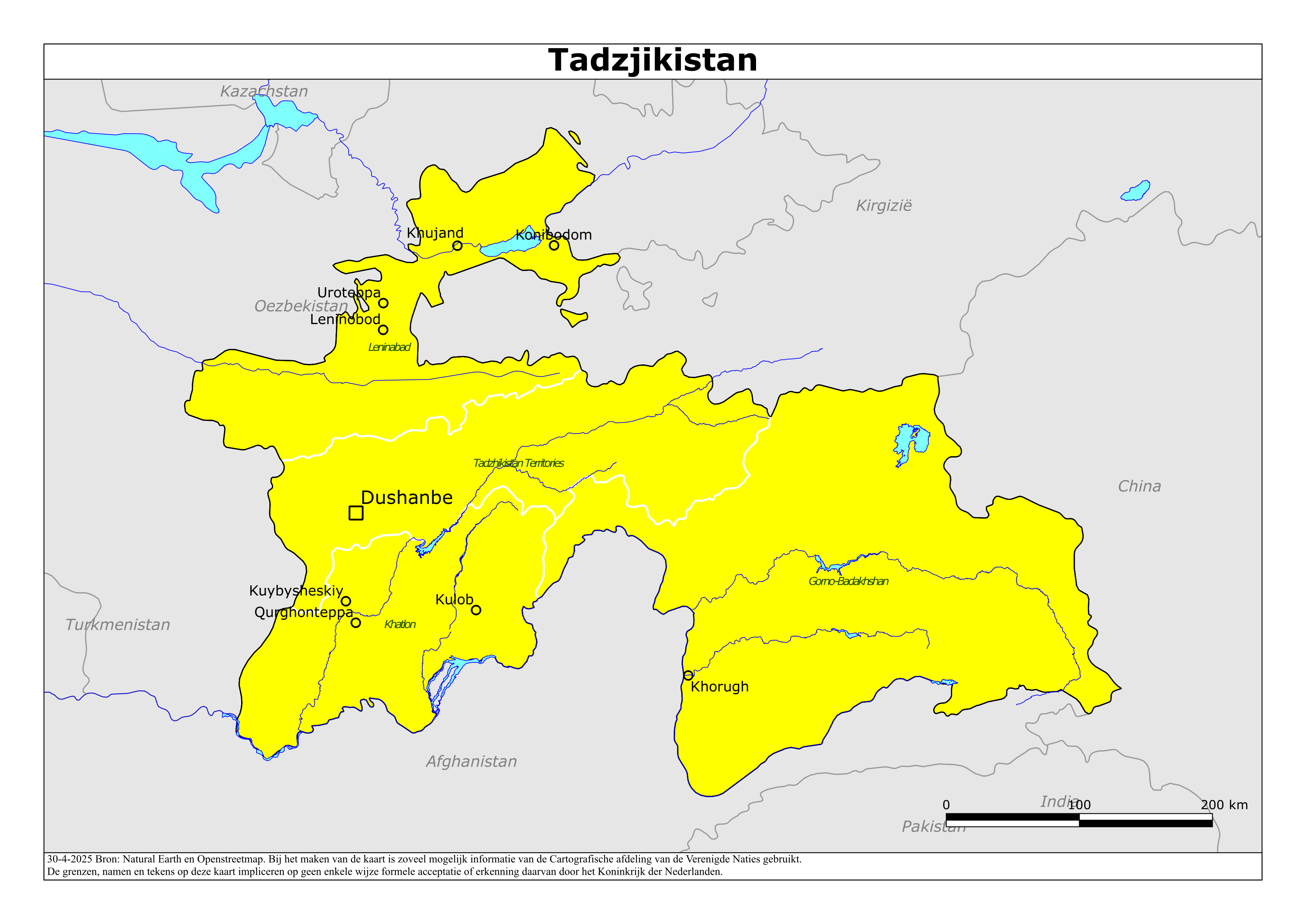 Reisadvies kaart van Tadzjikistan op 19 jan. 2026