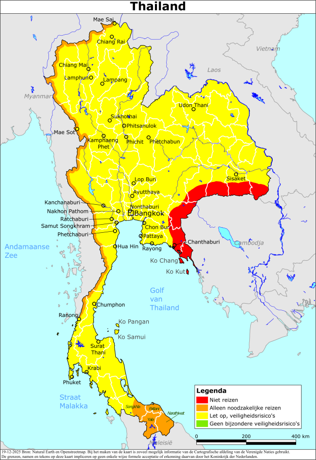 Kleurcode reisadvies thailand