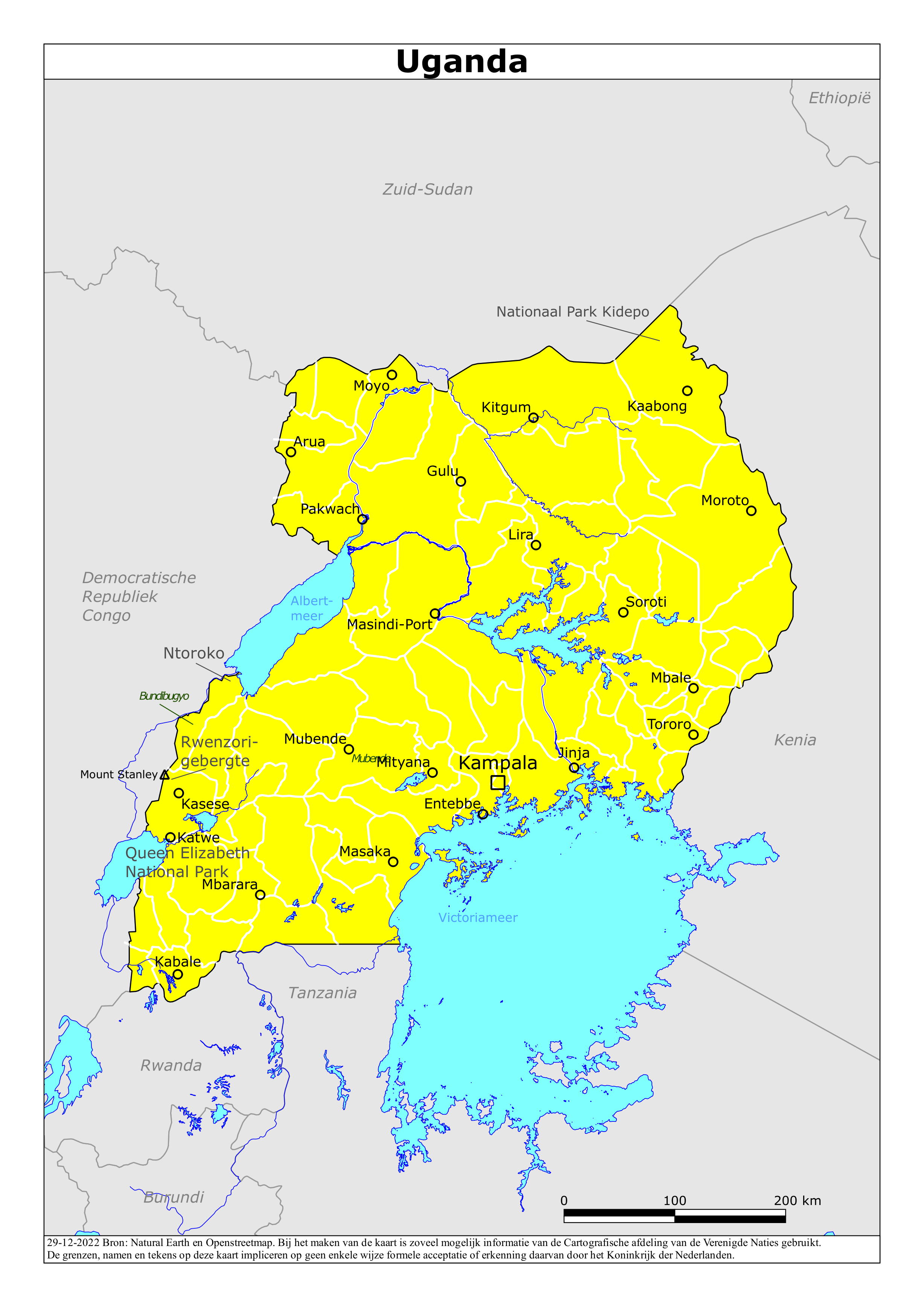 Reisadvies kaart van Uganda op 19 jan. 2026