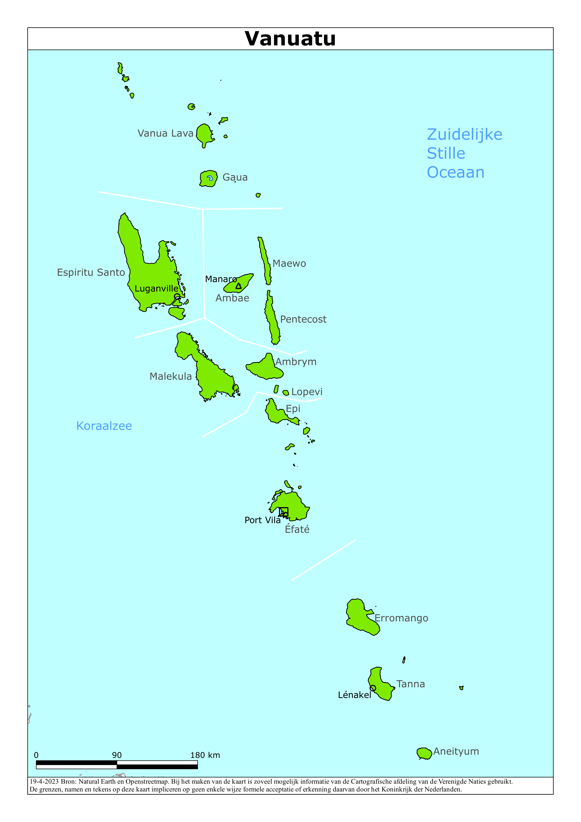 Reisadvies kaart van Vanuatu op 23 jan. 2026