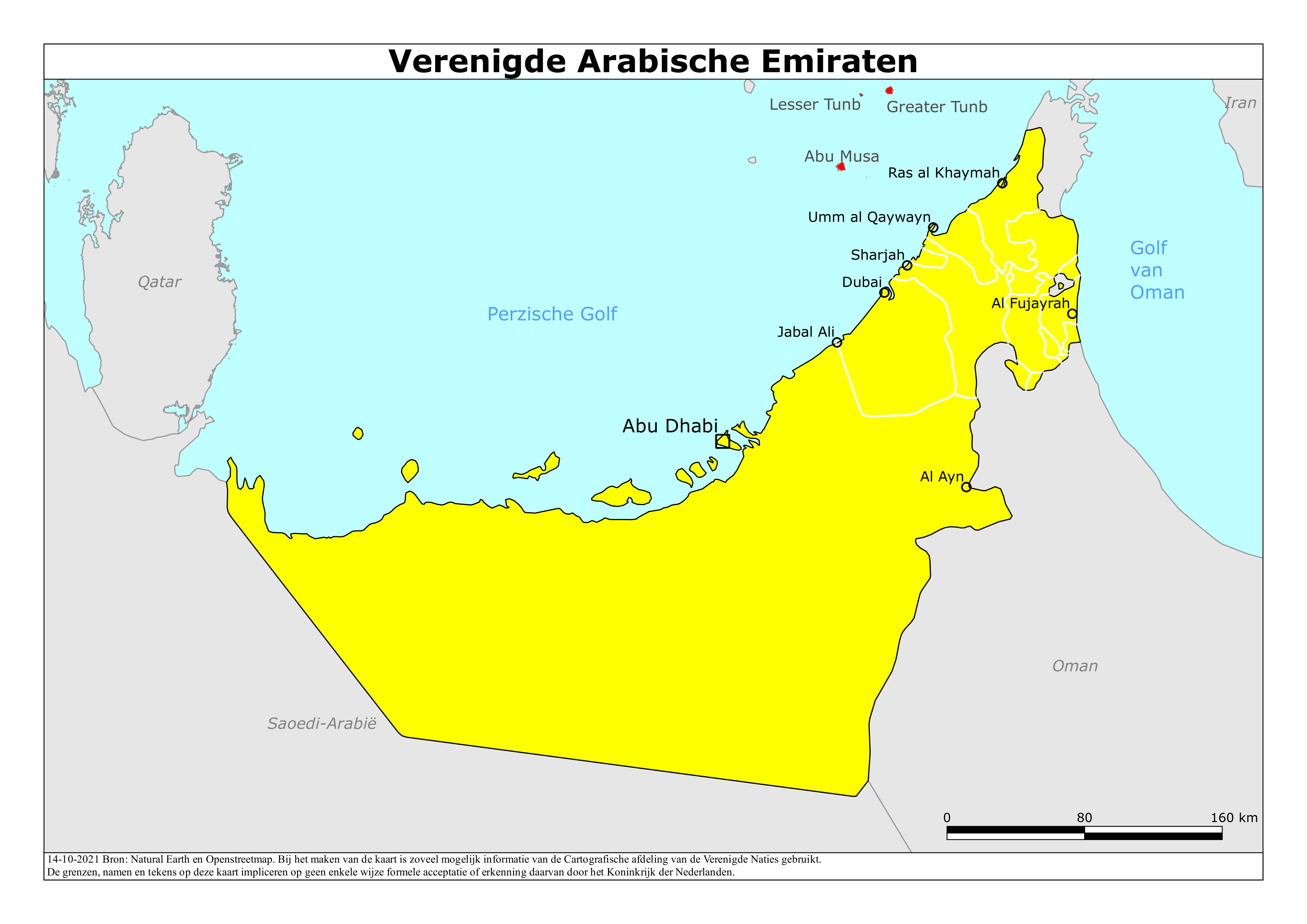 Reisadvies kaart van Verenigde Arabische Emiraten op 26 jan. 2026