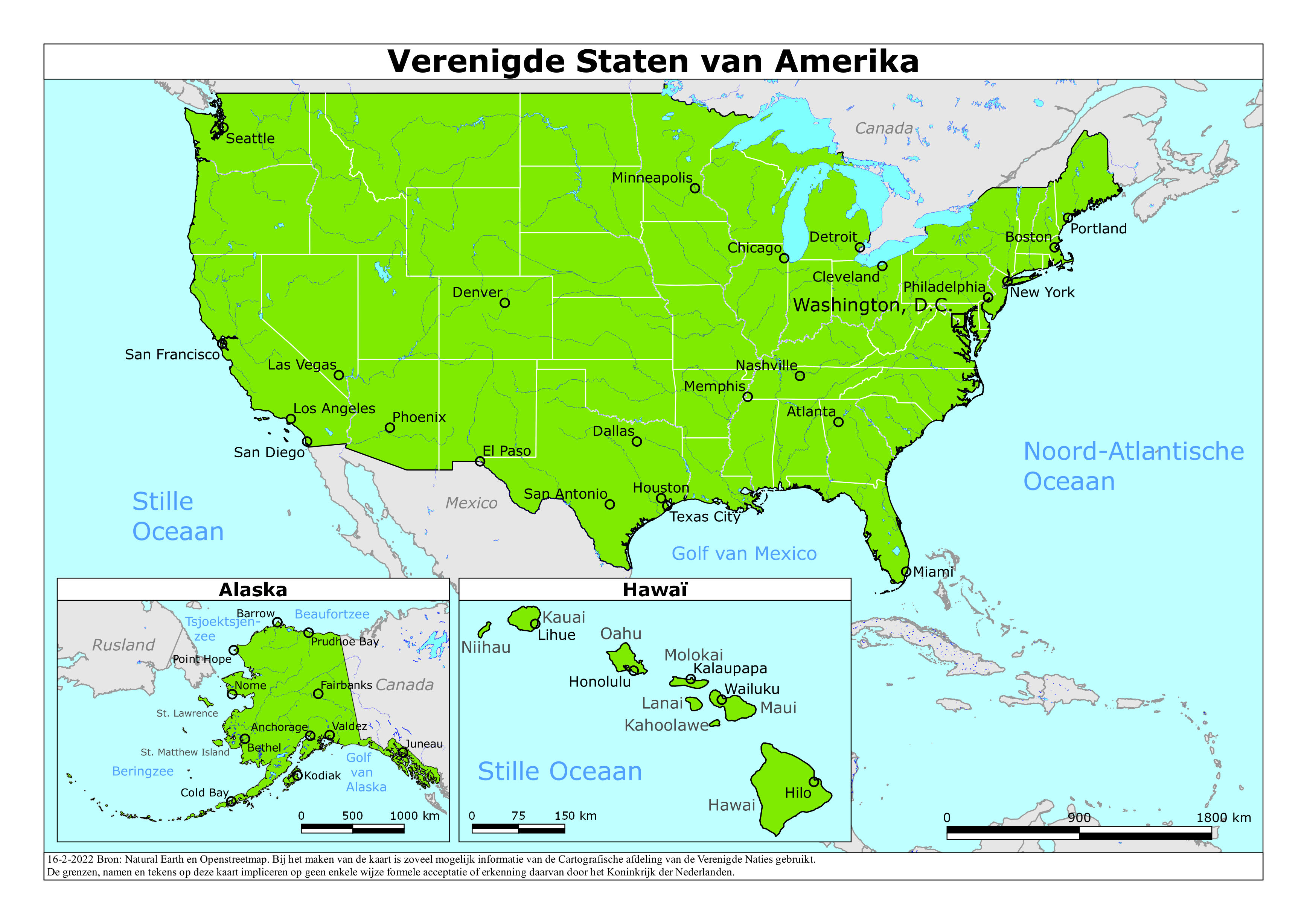 Reisadvies kaart van Verenigde Staten van Amerika op 19 jan. 2026